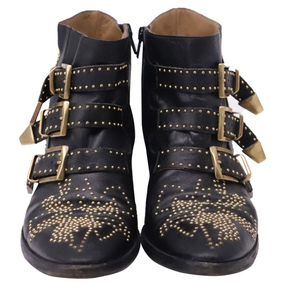 Chloé Susanna Studded Low Boots in Black Leather